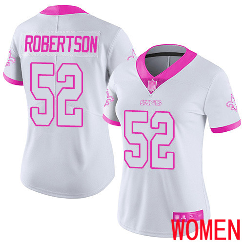 New Orleans Saints Limited White Pink Women Craig Robertson Jersey NFL Football #52 Rush Fashion Jersey->youth nfl jersey->Youth Jersey